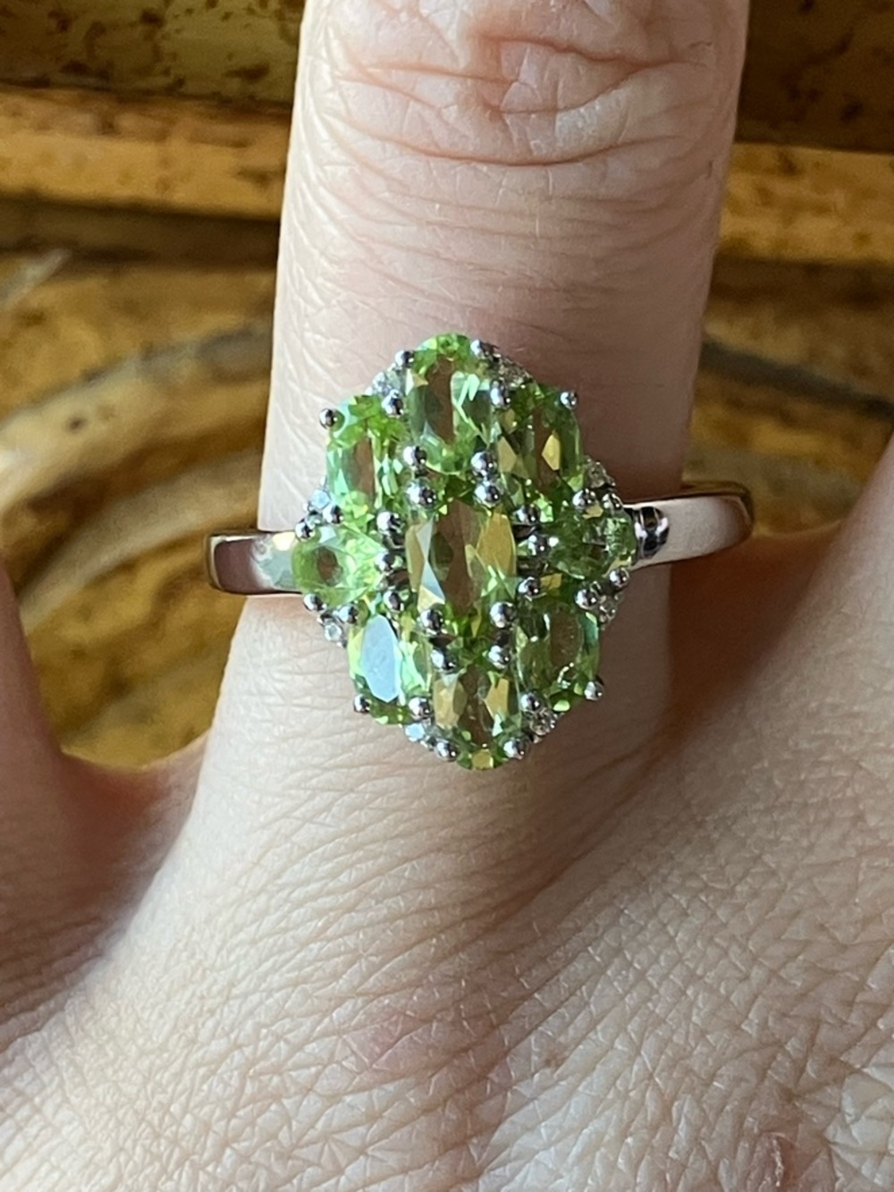 Natural Peridot Sterling Silver Ring Size 8